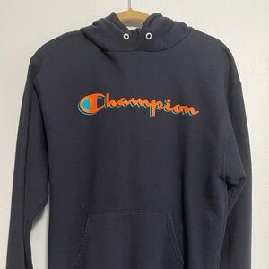 Champion Men's Blue Hoodie Size M